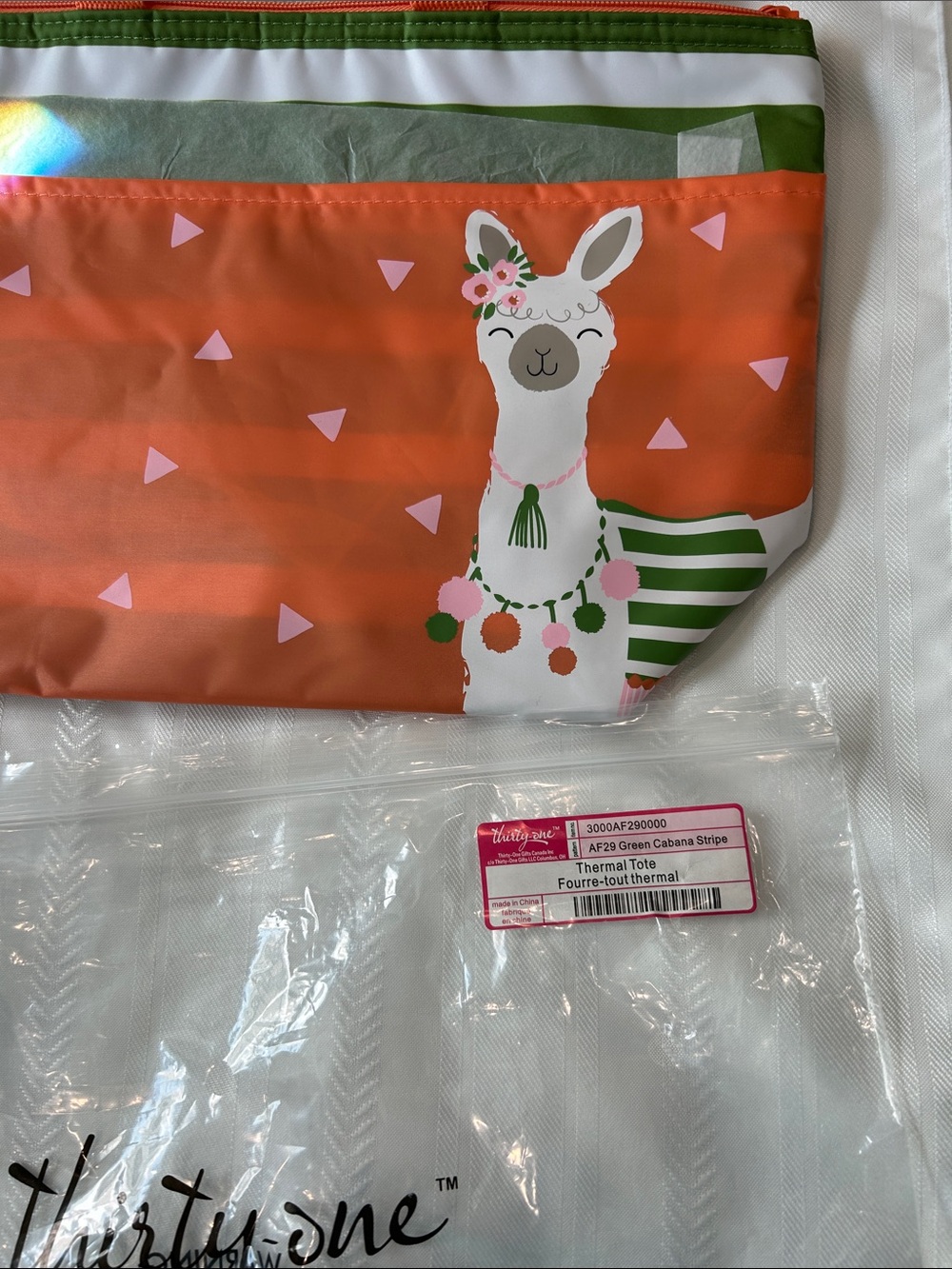 thirty-one Orange & Green Llama Kids Thermal Tote
